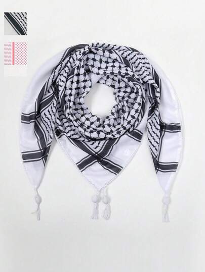 1 件印花 Alpha X 珠饰设计阿拉伯头巾，迪拜风格沙漠披肩围巾