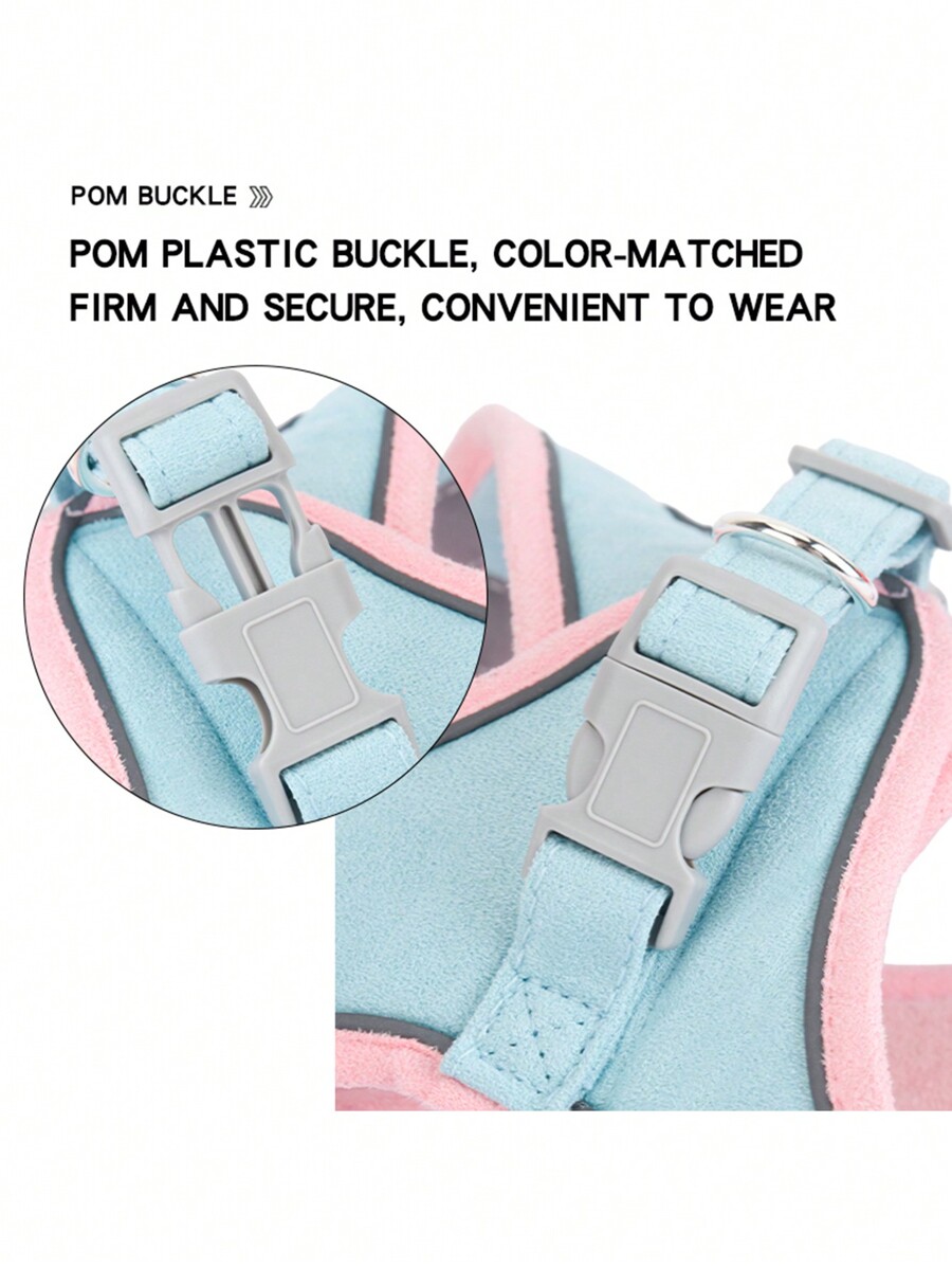 1pc Reflective Soft Suede Step In Harness+Leash Set Adjustable Dog