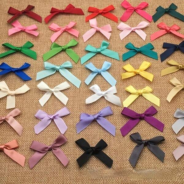 50/500 Pcs Random Color Ribbon Bow Ties, Suitable For Wedding, Festival And DIY Crafts - Perfect For Gift Wrapping, Basket Decor, Birthday Packaging, Office And Wreath Decoration