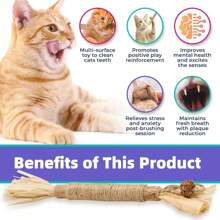 Cat Chew Toy Tooth Grinding Stick, Durable Interactive Tooth Cleaning Toy For Cats, Kittens. - Khaki - View 7