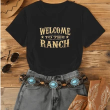 Women's Welcome To The Ranch Country Comfortable Countryside Rodeo Comfortable Cowboy T-Shirt - Rỉ Nâu - Xem 2
