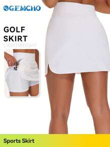 GEMCHO Women's Golf Skort Tennis High Waist Lightweight Athletic Casual Skirts Built-In Shorts With 4 Pockets Black Athletic Skirt - White - View 1