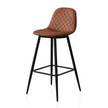 CLIPOP Bar Stools Set Of 2 Faux Leather Breakfast Bar Chairs With Backrest And Sturdy Metal Legs, High Back Counter Stools For Pub, Bar, Restaurant Or Home - Brown - View 2