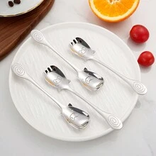 1 chiếc nĩa khuấy trái cây bằng thép không gỉ dùng cho cà phê/trà/đồ tráng miệng ngọt, bộ đồ ăn đa năng, thiết kế hình chú lợn dễ thương - nhiều màu - Xem 1