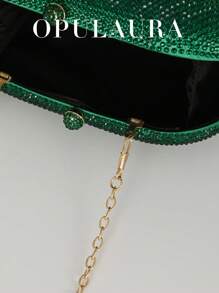 Túi buổi tối hình khối đính đá Rhinestone OpulAura thời trang cho bữa tiệc, ví cầm tay kim cương hình quả trứng sang trọng cho váy dạ hội, phù hợp cho các cô gái tiệc tùng, phụ nữ và cô dâu. Hoàn hảo cho các bữa tiệc, đám cưới, vũ hội, bữa tối, váy cưới phù hợp, váy trang trọng, váy dạ hội, váy sinh nhật - Màu xanh lá cây đậm - Xem 7