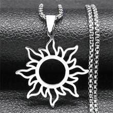 Dây chuyền mặt dây chuyền nữ thần mặt trăng mặt trời thẩm mỹ cho nam nữ thép không gỉ màu vàng/bạc/đen trang sức vòng cổ chuỗi hoa đơn giản - vòng cổ - Xem 12