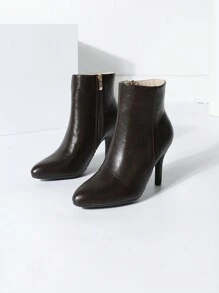 Timesize Women's Dark Brown Ankle Boots, Fashion Ankle Boots, Pointed Toe High Heel Boots For Winter - Chocolate Brown - View 8