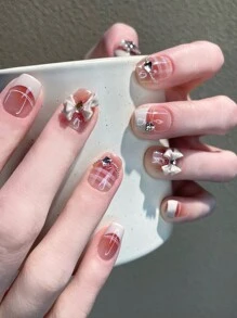 30 件/包舒适手工美甲贴、长款装饰指甲贴、可拆卸指甲贴，适合日常使用 - 彩色 - 查看 1