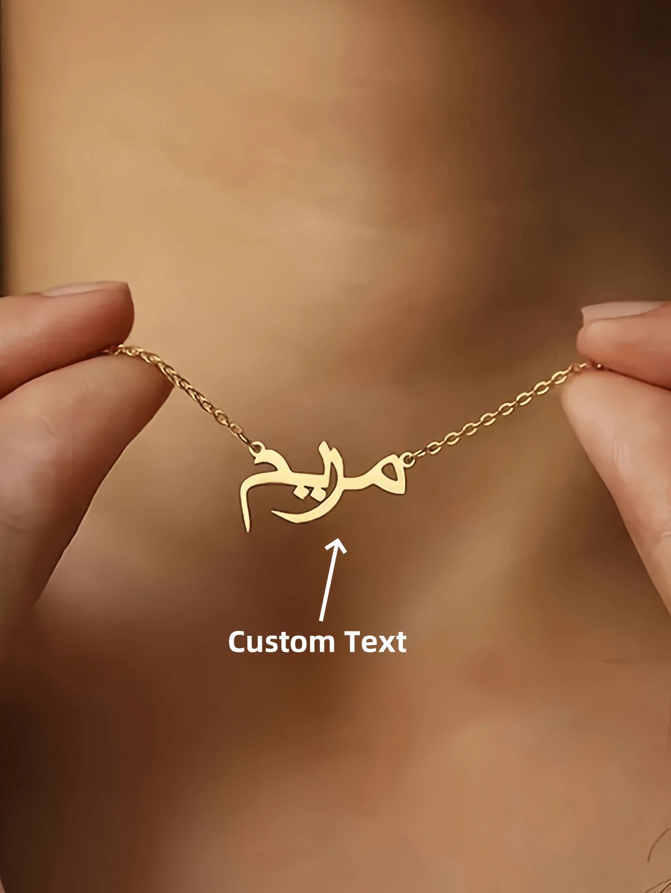 1 Pair Of Gold Silver Rose Gold Custom Arabic Name Necklace Women Men Personalized Full Name Pendant Necklace Islamic Custom Arabic Name Stainless Steel Jewelry With Beautiful Free Gift Box Family Christmas Gift Thanksgiving Christmas