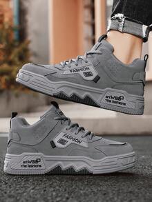 新款男士休闲运动鞋，四季时尚百搭鞋，适合工作、通勤、旅行和建筑 - 灰色 - 查看 6