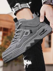 新款男士休闲运动鞋，四季时尚百搭鞋，适合工作、通勤、旅行和建筑 - 灰色 - 查看 8
