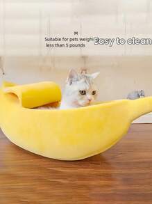 Uniwersalna zmywalna mata dla kota w kształcie domku dla zwierząt – miękka, zimowa, z uroczym wzorem gniazda bananowego, łatwa do czyszczenia, idealna dla Twoich futrzanych przyjaciół