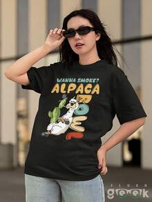 Shirt T-Shirt Liama Llama Alpaca Peru Meme Wanna Over Ref 1441 FLUXOGEEK - màu đen - Xem 6
