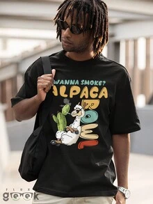 Shirt T-Shirt Liama Llama Alpaca Peru Meme Wanna Over Ref 1441 FLUXOGEEK - màu đen - Xem 4