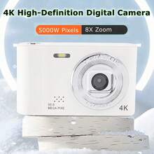 4K 数码相机 50 万像素高清摄影旅行自拍相机 2.4 英寸屏幕入门级礼物校园自拍迷你复古相机 - 白色 - 查看 12