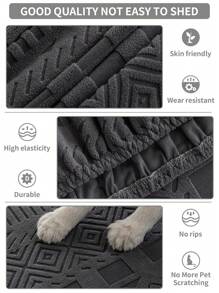1 pieza Funda de cojín de asiento de sofá elástica para todas las estaciones, falda de sofá antideslizante, protector de sofá de sala de estar que se ajusta a sofás en forma de L y de 1/2/3/4 plazas - Gris Oscuro - Ver 4