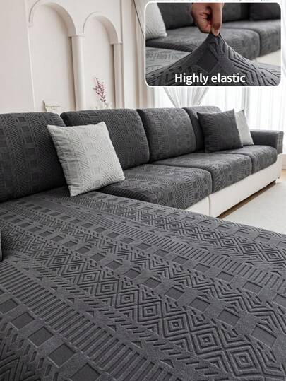 1pc Elastic All-Season Sofa Seat Cushion Cover, Non-Slip Sofa Skirt, Living Room Sofa Protector Fit For L-Shaped And 1/2/3/4 Seater Sofa