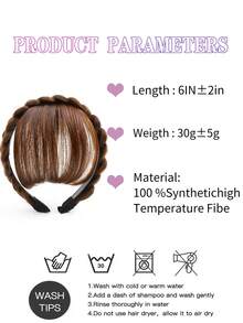 假发头箍空气刘海自然隐形直刘海无缝自然额头假刘海发型工具棕色和黑色 - 彩色 - 查看 4