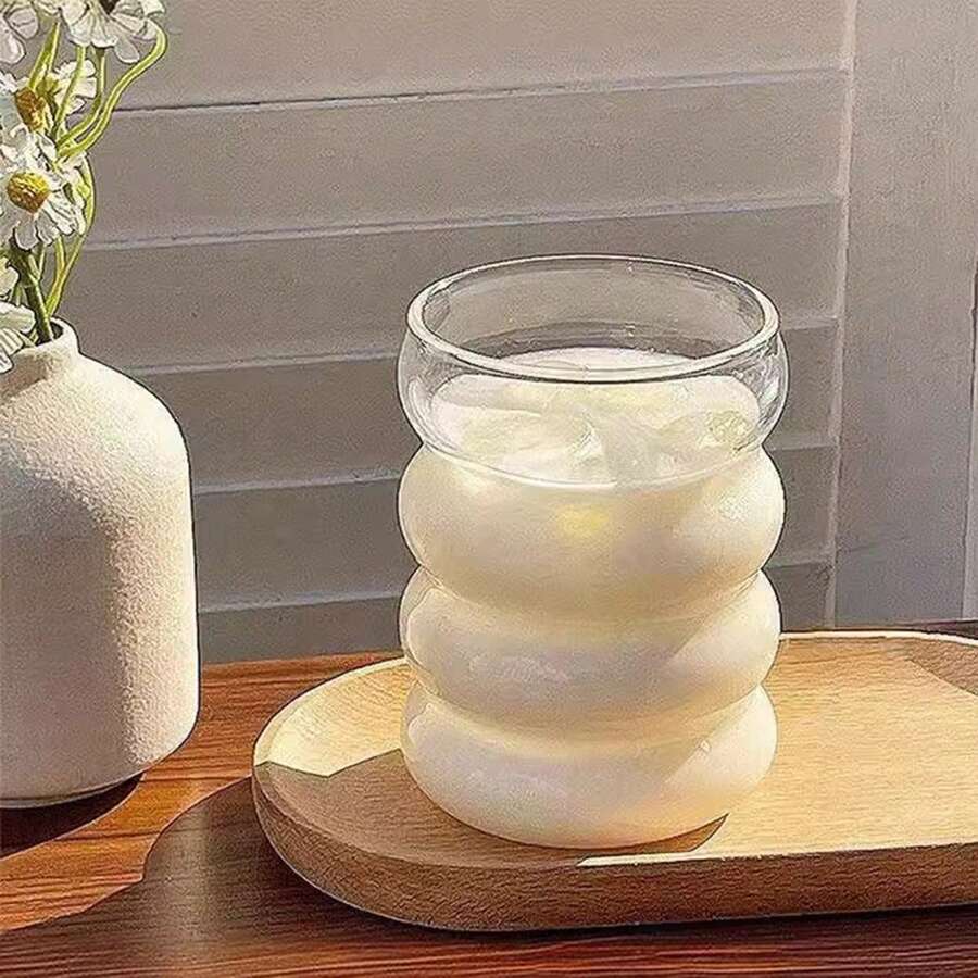 350ml Spiral Glass Cup For Water, Iced Coffee, Milk Tea, Juice, Tea