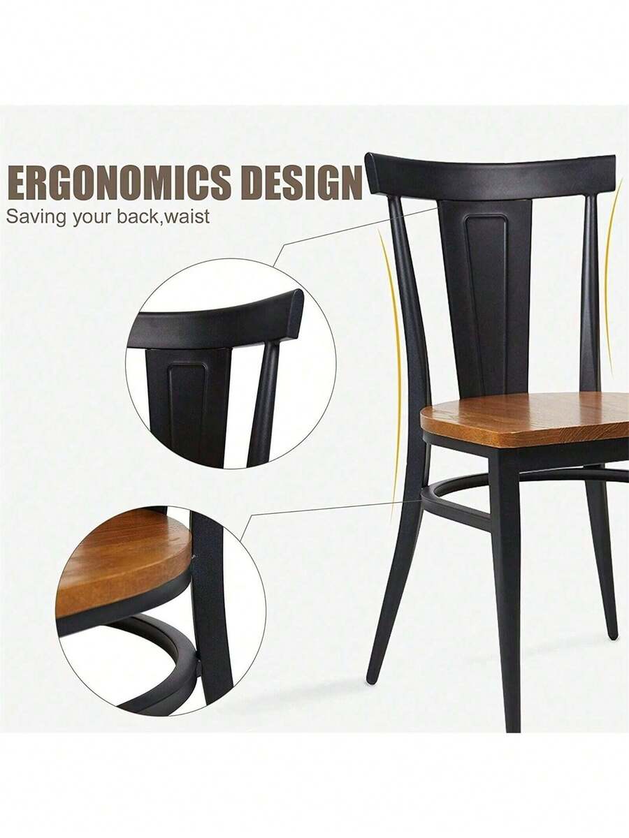 DiClasse DiClasse Heavy Duty Dining Chairs Wood Seat Stackable Metal