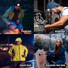 1pc Bluetooth Brimless Poop Hat With Lights, Unisex USB Rechargeable 6 LED Flashlight Hat With Wireless Headphones, Cool Gift For Men, Women And Teenagers, Winter Warm Hat For Outdoor Skiing Hunting Camping Hiking Running Fishing - Multicolor - View 12