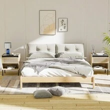 Bedside Table Set 2, 2024 Year - Natural+Black+MDF+Iron+Bedroom+1 Drawer+Bedside Cabinet as Pic - View 8