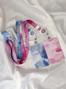 1pc Marble Pattern Card Holder With Retractable Lanyard Set, For Id Card, Work Card, Mobile Phone, Doctor & Nurse Badge, Abs Case With Double-Printed Polyester Neck Strap Without Choking,School Supplies,Back To School - Multicolor - View 19