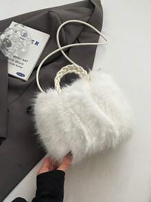 Túi xách đeo vai bằng vải nhung thời trang mới về, dung lượng lớn, phong cách Hàn Quốc, màu trơn đơn giản, nhẹ, đa năng, thích hợp cho phụ nữ trẻ, đi làm, đi chơi, đi học - Màu be - Xem 7