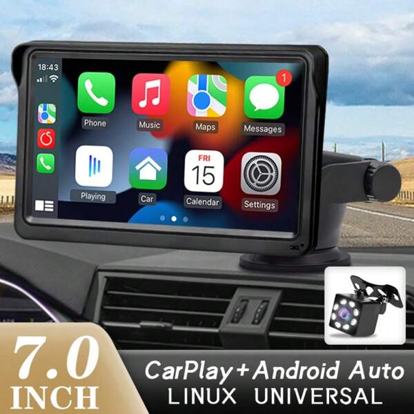 7 Inch Car Radio Multimedia Video Player Wireless Carplay And Wireless Android Auto Portable Universal Car Monitor Witch Camera