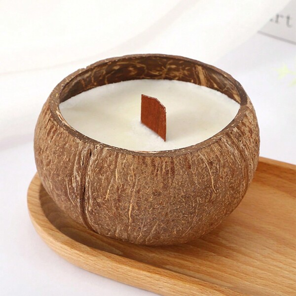 Coconut Shell Shape Candle, Forest Coconut Milk Elegant Mellow Soft Coconut Milk Aromatherapy Coconut Shell Decoration Halloween,Spooky,Autumn,Festival,Holiday Christmas,Winter,Holiday,Festival