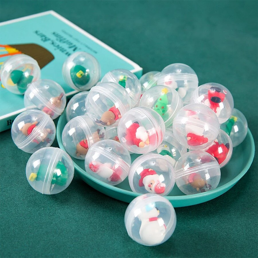 6pcs/Set Cartoon Christmas Stuffed Plush Capsule Toys, Assorted