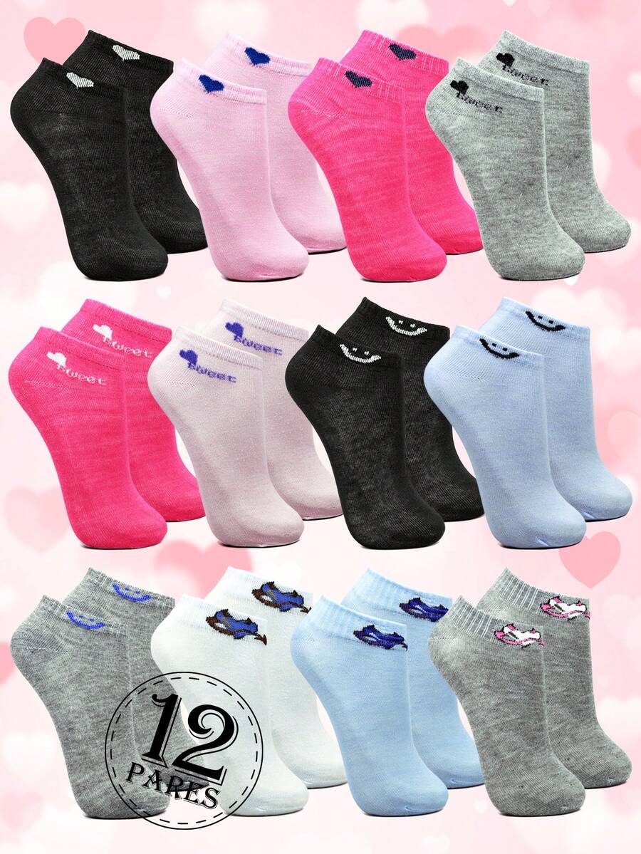 Stylish Women's Socks Kit With Assorted Heart Prints - 彩色 - 查看 1