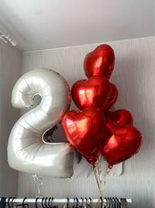 10 个 18 英寸大型心形气球超大红色铝箔气球情人节爱情气球适用于婚礼订婚周年纪念派对礼品装饰 - 彩色 - 查看 5