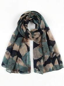 1pc Floral Print Casual Elegant Lightweight Business & Party Polyester Chiffon Scarf, Suitable For Spring, Summer, Autumn And Winter