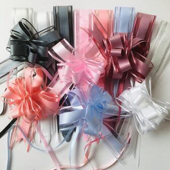 10pcs/Pack 5cm Wide Starry Sky Rhinestone Big Pull Bows, Wedding Car/Gift Decoration Ribbon