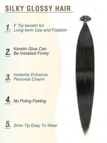 50 pezzi Estensioni per capelli umani a punta piatta, colore 1b nero naturale, lunghezza 14-22 pollici, capelli umani lisci con cheratina, estensioni per capelli umani invisibili a punta, accessori per costumi di Ognissanti