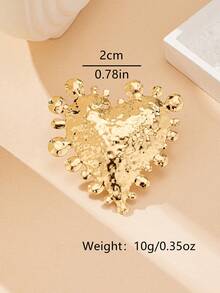 1 pieza Anillo con colgante de corazón redondeado, diseño elegante y encantador para mujer - Amarillo Oro - Ver 4