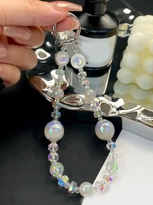 1 件方便 DIY 珍珠手机挂绳、CDD 水晶串珠装饰、包/钥匙扣/耳机盒挂绳，适合女士 - 彩色 - 查看 12