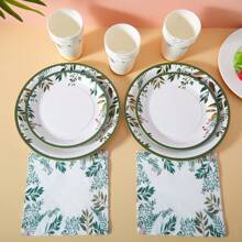 绿叶纸盘和餐巾派对用品、绿叶一次性纸盘、纸杯、鼠尾草绿叶纸盘、绿叶新娘送礼会盘子、桉树新娘送礼会装饰品和鼠尾草绿生日装饰品一次性纸盘促销