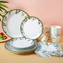 绿叶纸盘和餐巾派对用品、绿叶一次性纸盘、纸杯、鼠尾草绿叶纸盘、绿叶新娘送礼会盘子、桉树新娘送礼会装饰品和鼠尾草绿生日装饰品一次性纸盘促销