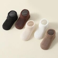 5pairs Baby Infant Socks, Warm Crew Socks For Newborn Boys Girls, Candy Colors, Autumn Winter