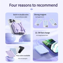 WINSWAY WANSWAY Bracket Convenient Magnetic Power Bank 10000mAh, 22.5W Super Fast Charging, Screen Digital Display, Built-In Dual Wire Type C And USB Interface Wired And Wireless Two In One, Can Charge 5 Devices At The Same Time, Suitable For Digital Electronic Devices Such Android Phones. - Blue - View 8