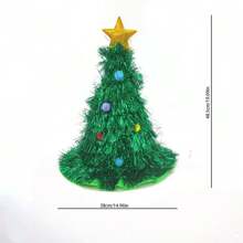 5pcs/Set Colorful Tinsel Pom Pom Santa Hats, Christmas Tree Shaped Creative Design In Green, Silver, Red, Vibrant Colors For Holiday Atmosphere & Photo Props