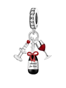 1 件圣诞 925 纯银都市美女珠子吊坠钻石套装吊坠吊坠球适合手链 DIY 女士珠宝 - 銀色 - 查看 4
