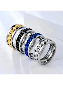 1pc Fashion Titanium Steel Rotation Ring, Personalized Swivel Gear Design Ring, Anxiety Relief Ring, Suitable For Men, Casual Business, Party, Gifts
