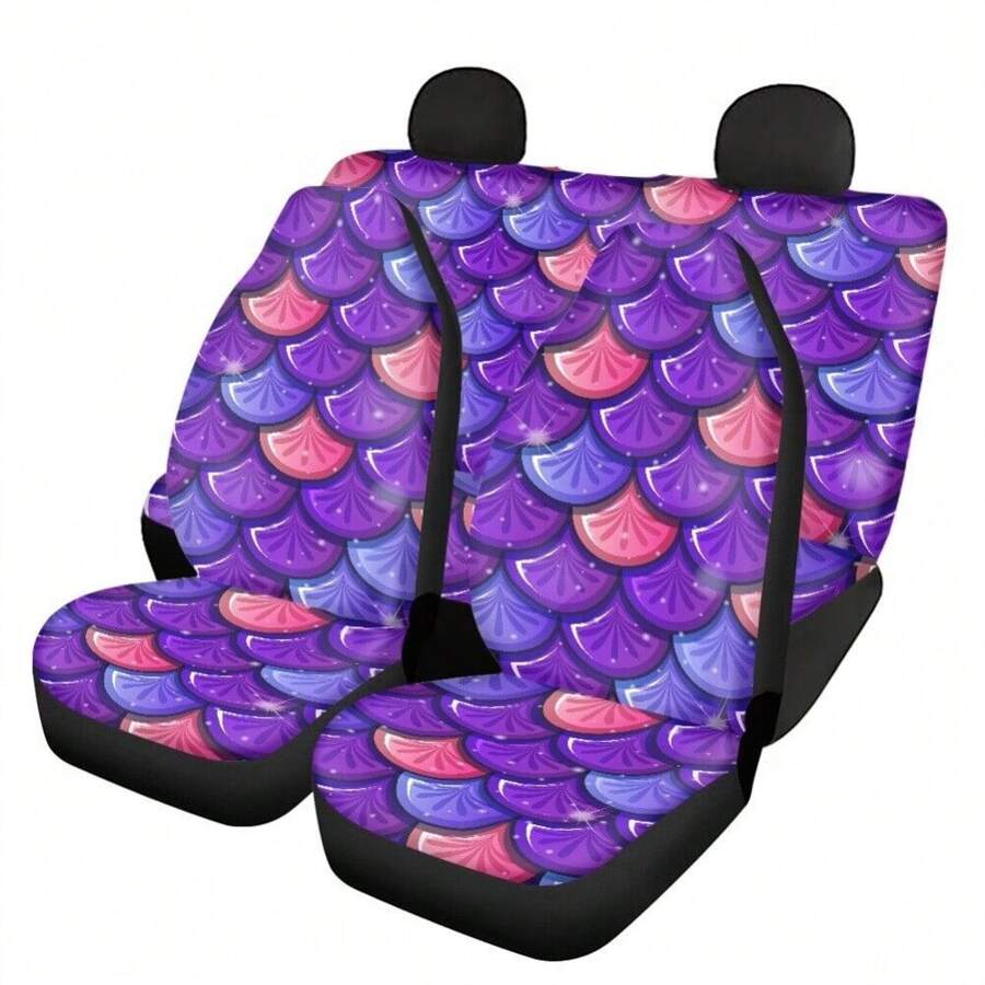 Car Seat Cover For Women,Universal Aut Seats Cover Fit Most Car Marbling Pattern - Purple Scales - View 1