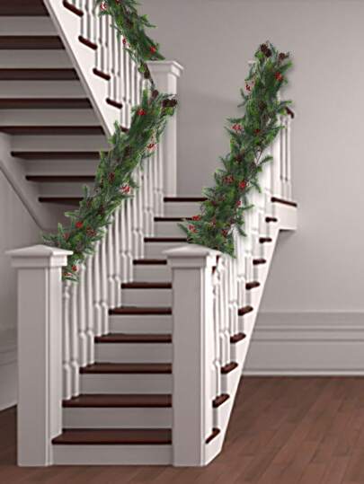 1 pieza 170cm 60 Ramas de pino de Norfolk Tiras de ratán Decoraciones Decoraciones de Año Nuevo Materiales del árbol Decoraciones de Acción de Gracias Estilo de tema de invierno, resistente a la decoloración - Para decoraciones del hogar, jarrones, bodas, fiestas, salas de estar, accesorios de fotografía, fiestas de cumpleaños, materiales para pasteles, mejores regalos de decoraciones de cumpleaños y Navidad Decoración de habitación Navidad