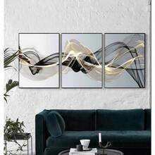 Bộ 3 bức tranh vải canvas trừu tượng hiện đại, tranh vải canvas nghệ thuật treo tường Bắc Âu cho phòng ngủ phòng khách, trang trí nhà cửa, 15,75 inch * 23,62 inch, không có khung - AB013 - Xem 7