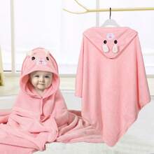1 pièce Serviette de bain à capuche avec motif animal visage, unisexe. Serviette de bain à capuche unique pour nouveau-né avec design animal. Super doux peignoir de bain à capuche en polaire pour bébé. Serviette à capuche quatre-saisons pour tout-petit