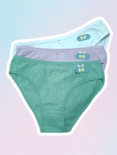 4 pantaletas para niña de canalé, set de braguitas para niña sueves y cómodas con detalle de conejito